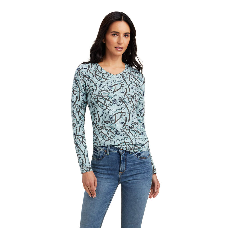 Ariat T-Shirts Damen - Melange Print HellBlau/Schwarz ( TZGNY-5924 )